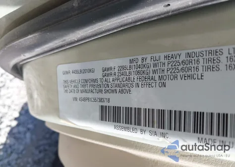 2005 Subaru Outback 2.5I z USA, uszkodzony, nr VIN 4S4BP61C557383718